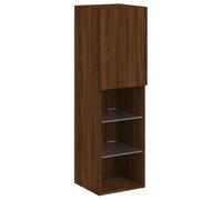 Helloshop26 Meuble TV multimédia étagère télévision Buffet téléviseur Salle à Manger Salon Chambre avec lumières LED chêne 30,5 x 30 x 102 cm Brun 02_0026689