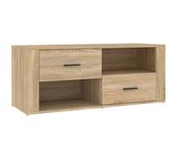 Helloshop26 Meuble TV multimédia étagère télévision Buffet téléviseur Salle à Manger Salon Chambre chêne Sonoma 100 x 35 x 40 cm Bois d'ingénierie Brun 02_0027417