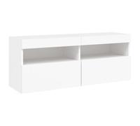 Helloshop26 Meuble TV multimédia étagère télévision Buffet téléviseur Salle à Manger Salon Chambre Mural avec lumières LED 100 x 30 x 40 cm Blanc 02_0027835
