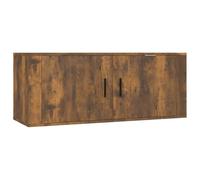 Helloshop26 Meuble TV multimédia étagère télévision Buffet téléviseur Salle à Manger Salon Chambre Mural chêne fumé 100 x 34,5 x 40 cm Brun 02_0028122