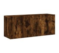 Helloshop26 Meuble TV multimédia étagère télévision Buffet téléviseur Salle à Manger Salon Chambre Mural chêne fumé 100 x 30 x 41 cm Brun 02_0028121
