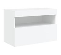 Helloshop26 Meuble TV multimédia étagère télévision Buffet téléviseur Salle à Manger Salon Chambre Mural avec lumières LED 60 x 30 x 40 cm Blanc 02_0027898