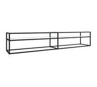 Helloshop26 Meuble TV multimédia étagère télévision Buffet téléviseur Salle à Manger Salon Chambre Marbre 220 x 40 x 40,5 cm Verre trempé Blanc 02_0027684