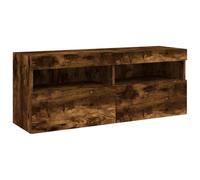 Helloshop26 Meuble TV multimédia étagère télévision Buffet téléviseur Salle à Manger Salon Chambre Mural avec lumières LED chêne fumé 100 x 30 x 40 cm Brun 02_0027966