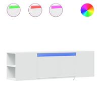 Helloshop26 Meuble TV multimédia étagère télévision Buffet téléviseur Salle à Manger Salon Chambre Mural avec lumières LED 135 x 31 x 39,5 cm Blanc 02_0027862