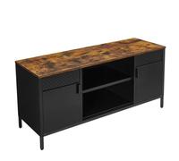 Helloshop26 Meuble TV Support de télévision 120 x 40 x 55 cm Buffet Bas avec 3 étagères réglables pour TV jusqu'à 55 Pouces pour Salon Chambre Marron Rustique et Noir 12_0006572