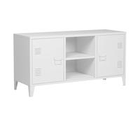 Helloshop26 Meuble TV Support télévision Salon étagère avec 2 Portes 58 x 113 x 40 cm Blanc 03_0010067