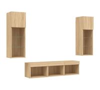Helloshop26 Meubles TV multimédia étagère télévision Buffet téléviseur Salle à Manger Salon Chambre avec LED 5 pièces chêne Sonoma Bois d'ingénierie Brun 02_0029413
