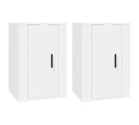 Helloshop26 Meubles TV muraux multimédia étagère télévision Buffet téléviseur Salle à Manger Salon Chambre 2 pièces 40 x 34,5 x 60 cm Blanc 02_0028912