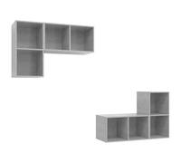 Helloshop26 Meubles TV muraux multimédia étagère télévision Buffet téléviseur Salle à Manger Salon Chambre 4 pièces Bois d'ingénierie Gris 02_0029060