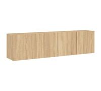 Helloshop26 Meubles TV muraux multimédia étagère télévision Buffet téléviseur Salle à Manger Salon Chambre 2 pièces chêne Sonoma 80 x 30 x 41 cm Brun 02_0029002