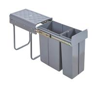 Helloshop26 Poubelle encastrable froland 1 x 10 + 1 x 20 litres 48 x 34 x 42 cm Gris 03_0008201