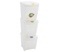Helloshop26 Poubelles à ordures empilables 3 pièces Blanc 75 litres polypropylène 02_0006074