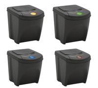 Helloshop26 Poubelles à ordures empilables Lot de 4 100 L Polypropylène Gris 02_0043895
