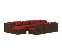 Helloshop26 Salon de Jardin Meuble d'extérieur Ensemble de mobilier 10 pièces avec Coussins Marron résine tressée 02_0015090