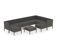 Helloshop26 Salon de Jardin Meuble d'extérieur Ensemble de mobilier 10 pièces avec Coussins résine tressée Gris 02_0015140