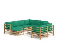 Helloshop26 Salon de Jardin Meuble d'extérieur Ensemble de mobilier 10 pièces avec Coussins Vert Bambou 02_0015191