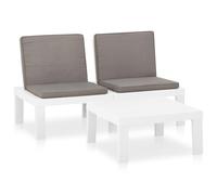 Helloshop26 Salon de Jardin Meuble d'extérieur Ensemble de mobilier 2 pièces avec Coussins Plastique Blanc 02_0015899