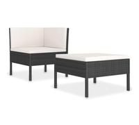 Helloshop26 Salon de Jardin Meuble d'extérieur Ensemble de mobilier 2 pièces avec Coussins résine tressée Noir 02_0015906