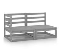 Helloshop26 Salon de Jardin Meuble d'extérieur Ensemble de mobilier 2 pièces Gris Bois de pin Massif 02_0015912