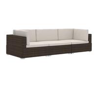 Helloshop26 Salon de Jardin Meuble d'extérieur Ensemble de mobilier 3 pièces avec Coussins résine tressée Marron 02_0016003