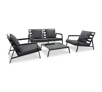 Salon de jardin meuble d'extérieur ensemble de mobilier 4 pièces avec coussins aluminium gris foncé 02_0016078