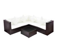 Helloshop26 Salon de Jardin Meuble d'extérieur Ensemble de mobilier 4 pièces avec Coussins résine tressée Marron 02_0016188