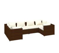 Helloshop26 Salon de Jardin Meuble d'extérieur Ensemble de mobilier 6 pièces avec Coussins résine tressée Marron 02_0016885