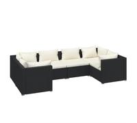 Helloshop26 Salon de Jardin Meuble d'extérieur Ensemble de mobilier 6 pièces avec Coussins résine tressée Noir 02_0016933