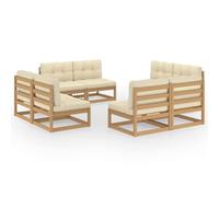 Helloshop26 Salon de Jardin Meuble d'extérieur Ensemble de mobilier 8 pièces avec Coussins Bois de pin Massif 02_0017523
