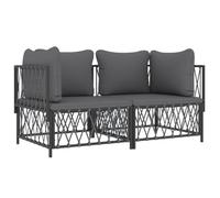 Helloshop26 Salon de Jardin Meuble d'extérieur Ensemble de mobilier avec Coussins 2 pièces Anthracite Acier 02_0018288