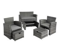 Helloshop26 Salon de Jardin rotin résine tressé synthétique 4 Places avec Housse de Protection Gris 2108079