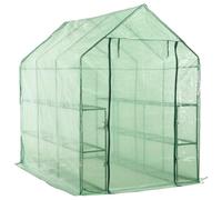 Helloshop26 Serre Tente abri Plante Fleur légumes de Plain-Pied avec 12 étagères Acier 143 x 214 x 196 cm Vert 02_0044655