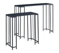 Helloshop26 Set 2 de Tables Consoles gigognes diamètrersta Noir 03_0010548