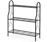 Helloshop26 Support de plantes à 3 niveaux 72 x 25 x 85 cm organisateur multifonctionnel classique et élégant en métal noir 20_0019498