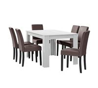 Helloshop26 Table à Manger avec 6 chaises Marron 140 x 90 cm Brun 03_0004023