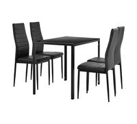 Helloshop26 Table à Manger Noir 105 cm + kit de chaises en 4 pièces Noir 03_0004092