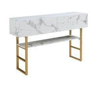 Helloshop26 Table Console 75 x 120 x 30 cm Or Effet marbre Blanc 03_0010889