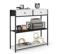 Helloshop26 Table Console d'entrée étroite avec 2 tiroirs en Tissu Meuble Console Bout de canapé sur 3 Niveaux 24 x 76 x 80 cm pour entrée Salon Marron Rustique et Noir d'encre 12_0008000