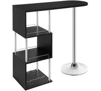 Helloshop26 Table de Bar Moderne avec Trois espaces d'étagères MDF et métal Noir 19_0000521