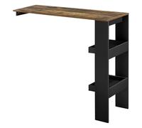 Helloshop26 Table de Bar stylée avec Compartiments de Rangement Table bistrot Murale Panneau de Particules mélaminé 120 x 45 x 106 cm chêne foncé Noir 03_0006216