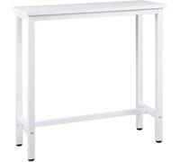 Helloshop26 Table de Bar Table de bistrot Structure en métal Plateau en aggloméré Table Haute Table à Manger 100 cm Blanc 19_0000008