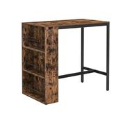 Helloshop26 Table de Bar Table Haute Meuble de Cuisine Table à Manger Plan de Travail avec étagères pour Salon Salle à Manger 110 x 60 x 100 cm Style Industriel Marron Rustique et Noir 12_0002519