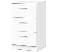 Helloshop26 Table de Chevet à 3 tiroirs de Rangement Caisson de Rangement Support d’imprimante en MDF 35 x 38 x 67 cm Blanc 20_0006029