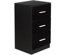 Helloshop26 Table de Chevet Meuble de Rangement avec 3 tiroirs Caisson de Bureau Noir 20_0005992