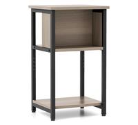 Helloshop26 Table de Chevet Table à 3 Niveaux d’appoint avec étagères de Rangement Table de Nuit étroite Gris 20_0009408