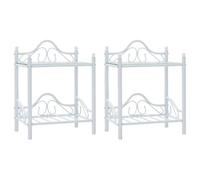 Helloshop26 Table de Nuit Chevet Commode Armoire Meuble Chambre 2 pcs Acier et Verre trempé 45x30 5x60 cm Blanc 1402032