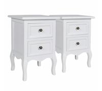 Helloshop26 Table de Nuit Chevet Commode Armoire Meuble Chambre 2 pcs avec 2 tiroirs MDF Blanc 1402190