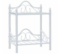 Table de nuit chevet commode armoire meuble chambre acier et verre trempé 45 x 30 5 x 60 cm blanc 1402031 Blanc