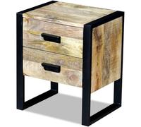 Helloshop26 Table de Nuit Chevet Commode Armoire Meuble Chambre auxiliaire à 2 tiroirs 43 x 33 x 51 cm Bois de manguier Massif 1402011